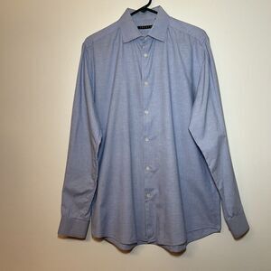 Theory Stretch Dover Spr Swildon Oxford Men’s Button Up Blue Shirt 16‎ R 32 33